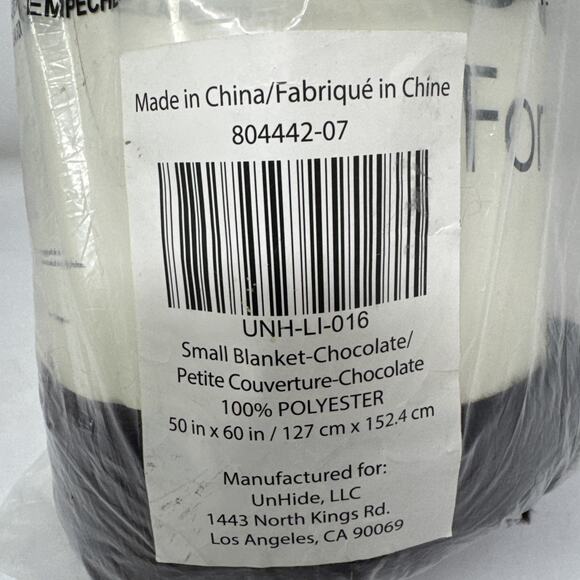 UnHide Lil’ Marsh For Love Not Fur Blanket in CHOCOLATE 50"x 60” - NEW in Pkg. - Picture 4 of 4